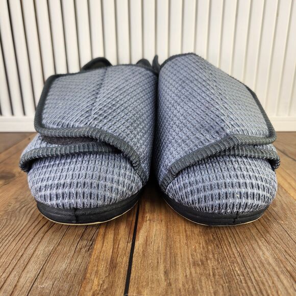 Silverts Slip Resistant Slippers Mens Sz 13 Blue Adjustable Senior Comfort Shoes - Picture 2 of 11